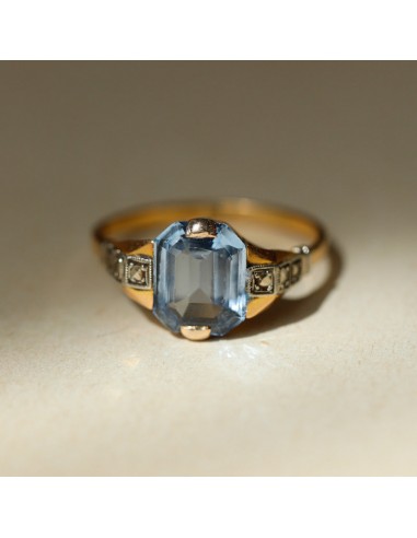 Bague vintage bleue clair octogonale livraison et retour toujours gratuits