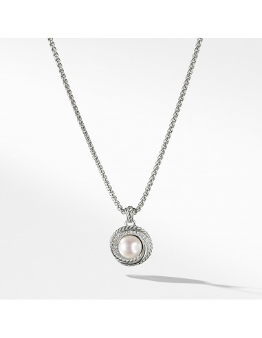 David Yurman Crossover Pearl Pendant Necklace with Diamonds le des métaux précieux