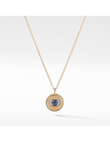 David Yurman Evil Eye Cable Collectibles Charm Necklace with Blue Sapphire, Black Diamonds, and Diamonds Comparez et commandez 