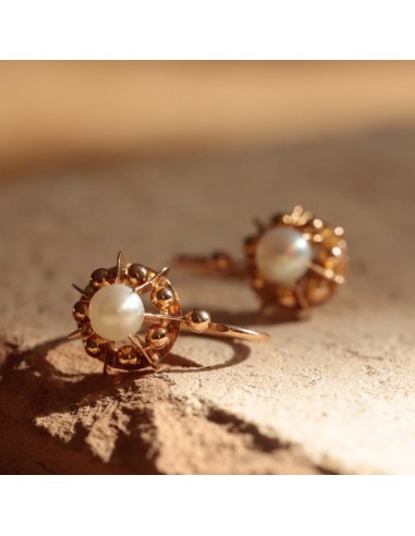 Boucles d’oreilles dormeuses anciennes soleil perles les ligaments