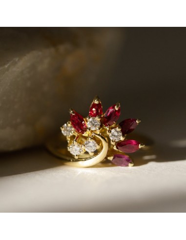 Bague paon rubis navettes et diamants de la marque