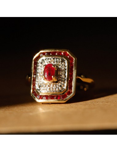 Bague vintage années 80' rubis diamants votre