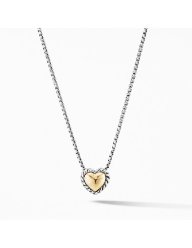 David Yurman Cable Cookie Classic Heart Necklace with 18K Yellow Gold à prix réduit toute l'année