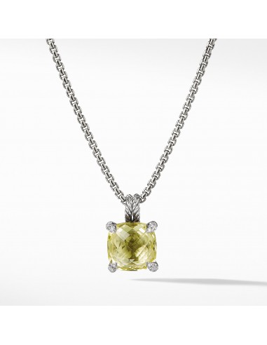 David Yurman Chatelaine Pendant Necklace with Lemon Citrine and Diamonds 11MM pas chere