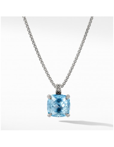 David Yurman Chatelaine Pendant Necklace with Blue Topaz and Diamonds, 14mm en linge