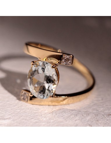 Bague croisée aigue marine et diamants Economisez 