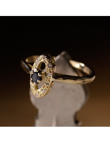 Bague navette saphir et diamants Pour