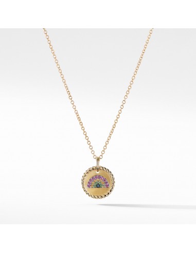 David Yurman Cable Collectibles Rainbow Necklace with Pink Sapphires, Yellow Sapphires, and Tsavorite in 18K Gold de technologie