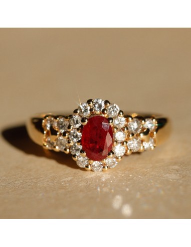 Bague majestueuse rubis central diamants store