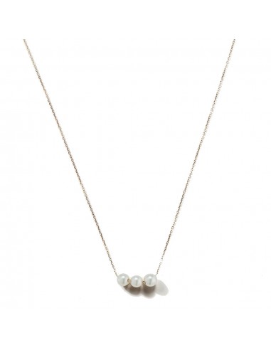 Mizuki Sea of Beauty Three Pearl Lariat Necklace in 14K Yellow gold pas chere