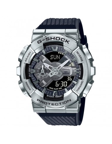 Casio G-Shock GM110-1A Silver Steel Metal Bezel Black GM110 chez Cornerstreet bien 