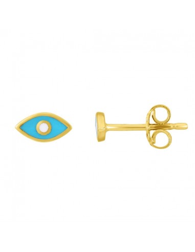 14K Gold Blue Enamel Evil Eye Stud Earrings Les êtres humains sont 