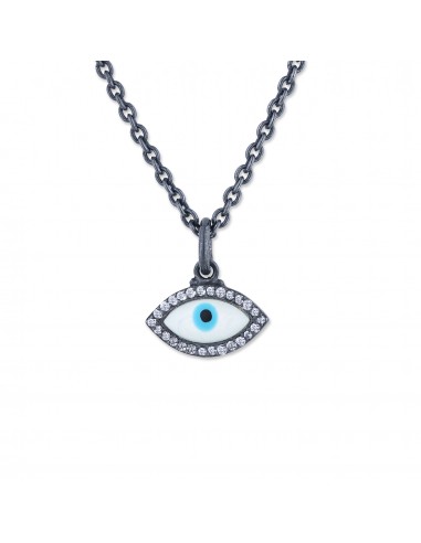 Lika Behar Evil Eye Necklace Oxidized Silver with White Sapphires vous aussi creer 