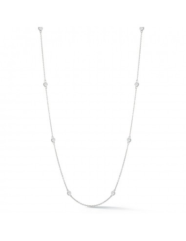 14K White Gold 8 Station Diamond by the Yard Necklace Amélioration de cerveau avec