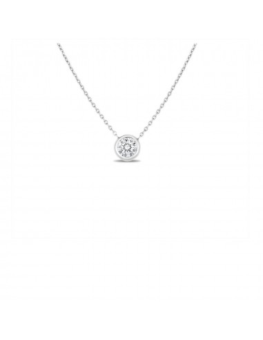 Roberto Coin 18K White Gold Solitaire Bezel Necklace français