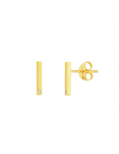 14k Gold Bar Stud Earrings with Diamond d'Europe débarque