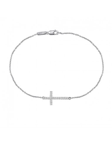 14k White Gold Cross Diamond Bracelet En savoir plus