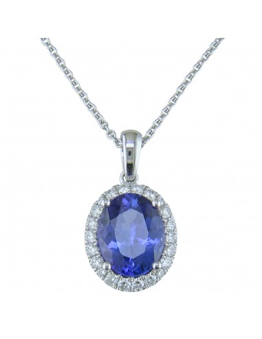 18k Gold Tanzanite Diamond Halo Necklace Comparez plus de prix