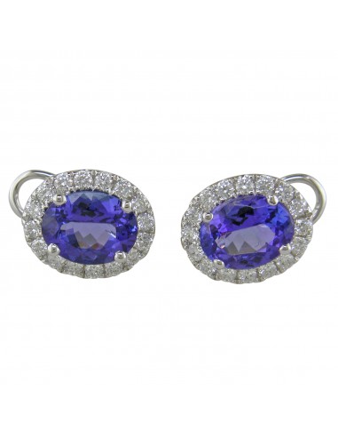 18k White Gold Oval Tanzanite Diamond Studs acheter en ligne