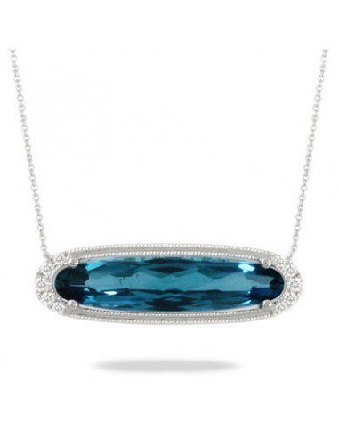 Doves 18K White Gold Diamond Necklace with London Blue Topaz Venez découvrir notre 