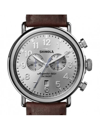 Shinola 47MM Runwell Chronograph Silver Dial Watch S0120077936 Fin de série