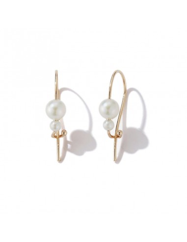 Mizuki 14k Double Pearl Safety Pin Earrings SBE321 offre 