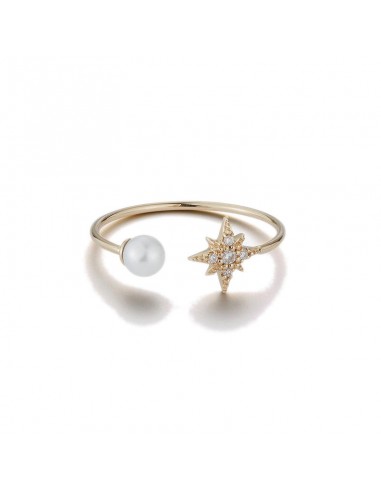 Mizuki 14k Open Ring with a Pearl and Star SBR90A Venez acheter