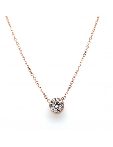 14k Rose Gold .61ct Bezel Set Diamond Necklace pas chere