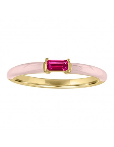 My Story "Eloise" Ballet Slipper Pink Enamel Baguette Ruby Ring une grave pollution 