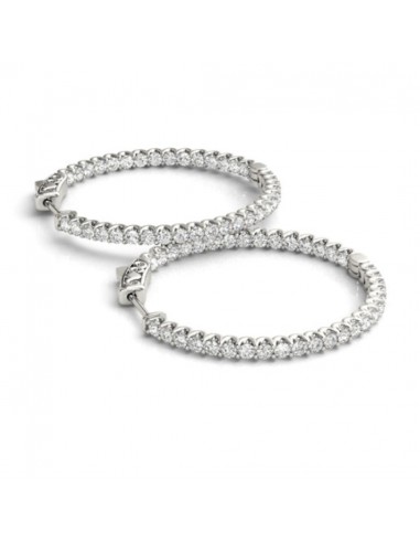 14k White Gold 32MM Classic Diamond Hoop Earrings 4.50 carats tw Par le système avancé 