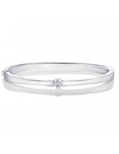 Memoire 18k White Gold Single Diamond Bangle with a Solitaire Diamond les ligaments