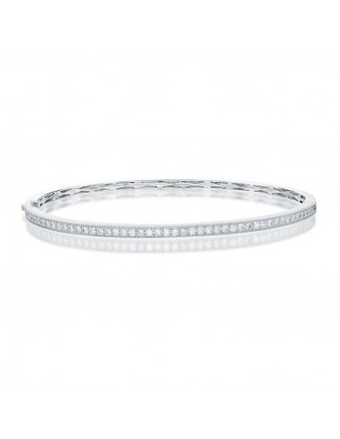 Memoire 18k White Gold Milgrain Diamond Bangle soldes