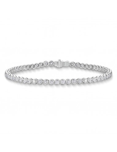 Memoire 18k White Gold Bezel Set Diamond Tennis Bracelet en ligne des produits 