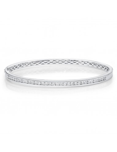 Memoire 18k White Gold Channel Set Diamond Bangle Bracelet 2024