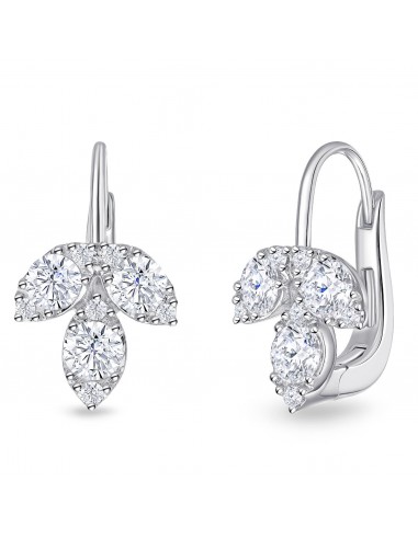 Memoire 18k White Gold Diamond Vintage Petal Earrings français