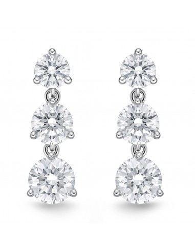 Memoire 18K White Gold 3 Diamond Juliet Drop Diamond Earrings le des métaux précieux