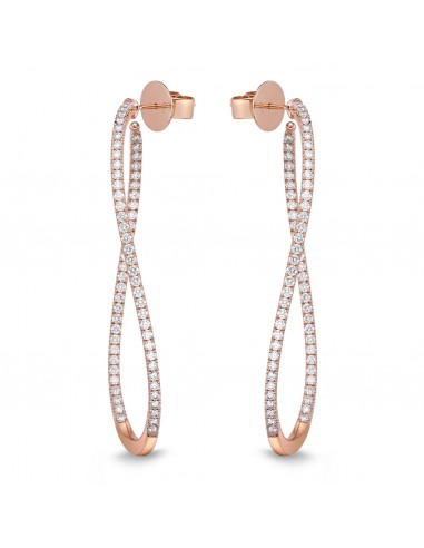 Memoire 18k Rose Gold Twist Diamond Hoop Earrings Voir les baskets