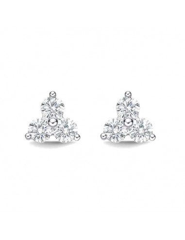 Memoire 18k White Gold Trinity Diamond Stud Earrings À commander