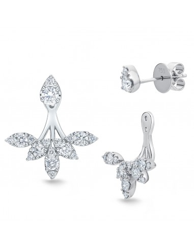 Memoire 18k White Gold Diamond Studs with Vintage Petal Jacket Véritable concentré