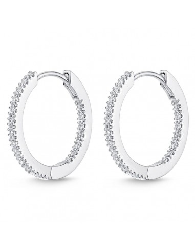 Memoire 18k White Gold Oval Hinged Diamond Hoop Earrings store