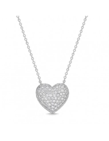 Memoire 18k White Gold Puffed Heart Diamond Necklace chez Cornerstreet bien 