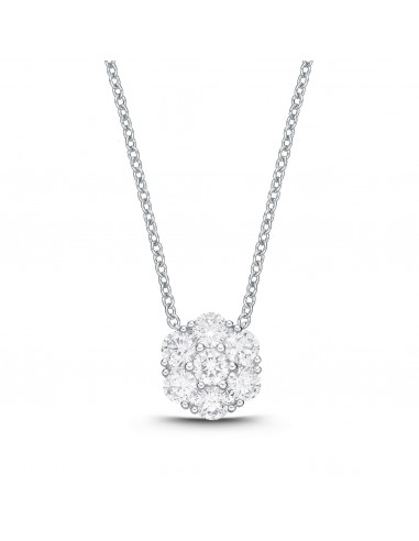 Memoire 18k White Gold Floral Diamond Bouquet Necklace Paris Déstockage Promo