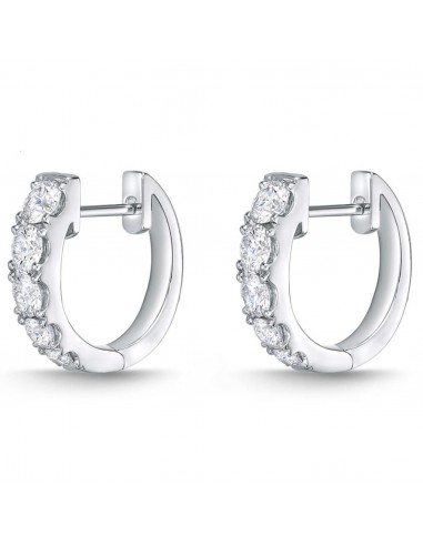 Memoire 18k White Gold Small Graduated Diamond Hoop Earrings Véritable concentré