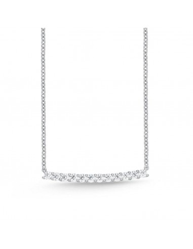 Memoire 18k White Gold Slight Curve Diamond Bar Necklace le des métaux précieux