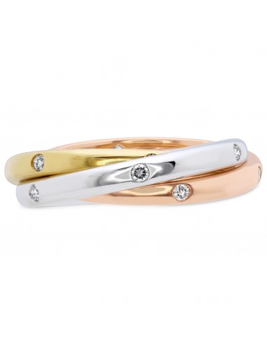 Memoire 18k Gold Tricolor Three-Row Burnished set Diamond Rolling Ring shop