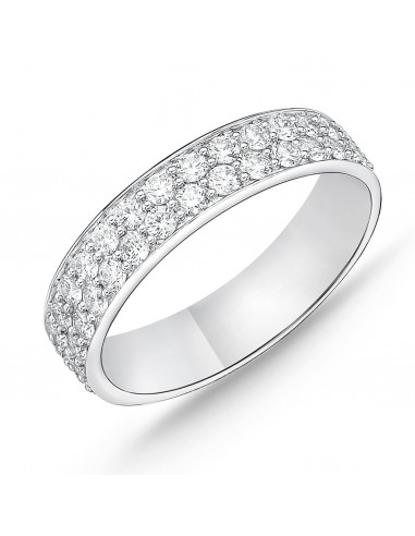 Memoire 18K White Gold Two-Row Halfway Pave Silk Diamond Band votre restaurant rapide dans 