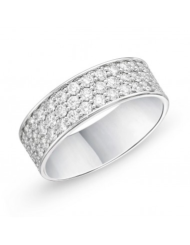 Memoire 18K White Gold Three-Row Halfway Pave Silk Diamond Band Les êtres humains sont 