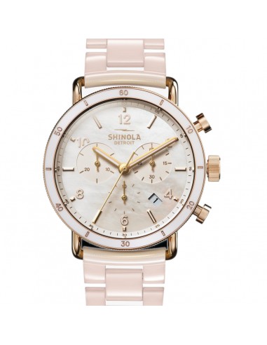 Shinola 40MM Canfield Sports Chronograph Blush Pink Ceramic Watch S0120230478 le des métaux précieux