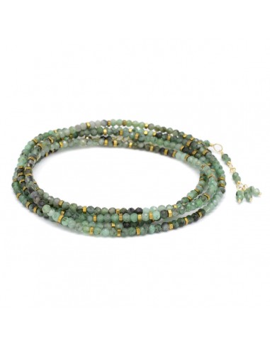 Anne Sportun Confetti Sakoda Emerald Wrap Bracelet Necklace 34 Inches B098G-CON.SAK.EM Les magasins à Paris