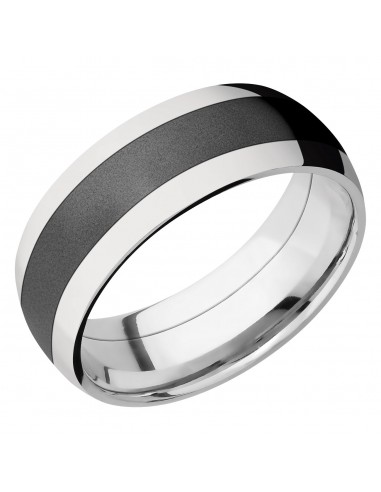 Lashbrook 8MM Cobalt Chrome Wedding Band with a Zirconium Inlay Véritable concentré